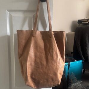 BAGGU Tan Leather Tote Bag